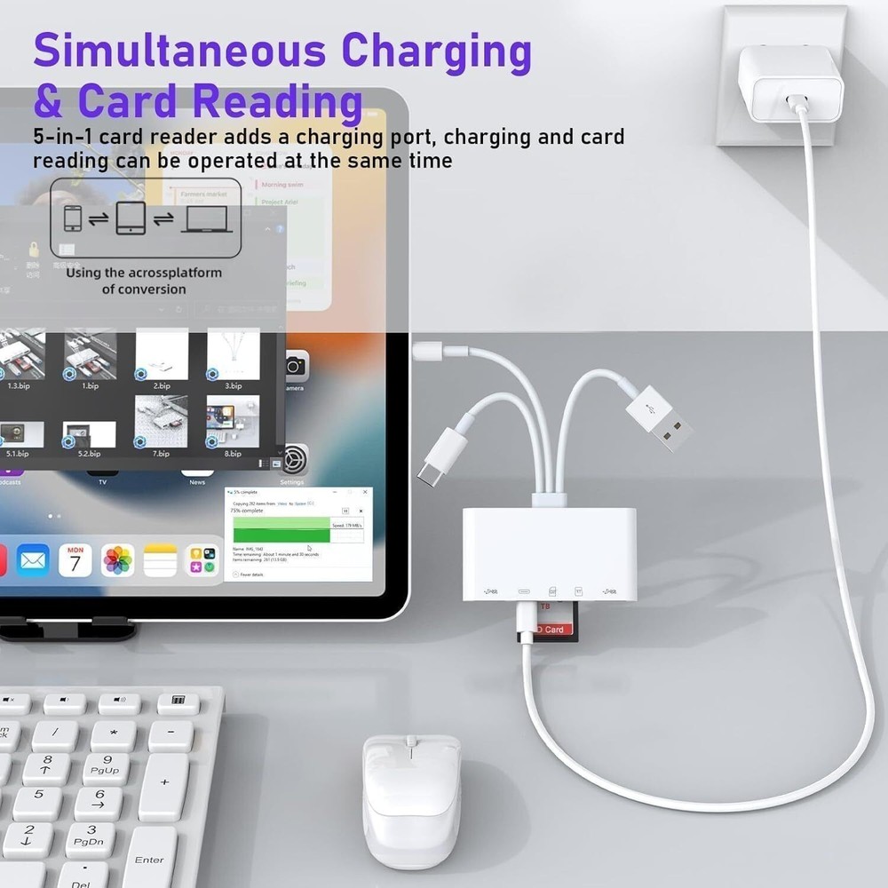 5 in 1 Memory Card Reader USB 3.0 OTG Adapter SD Card Reader For iPhone/iPad~