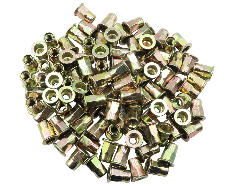LBY 60pcs Carbon Steel Rivet Nuts, M6 Thread Insert Nutsert (Half-Hexagonal) ...