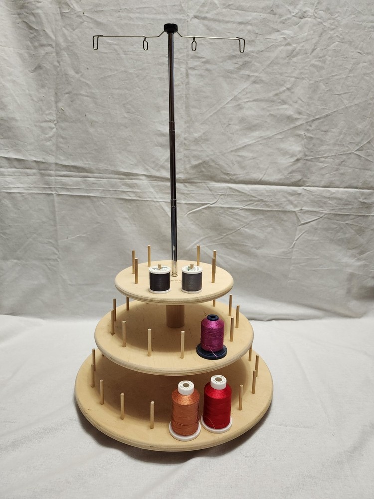 E-Z THREAD CAROUSEL 3 Tier Sewing 42 Spools + Adjustable Thread Holder