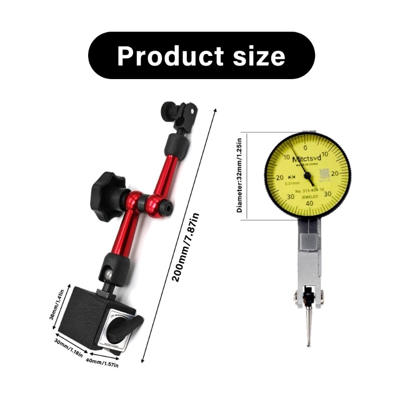 Dials Gauges and Adjustable Base For Measurement Tool With Flexible Arm