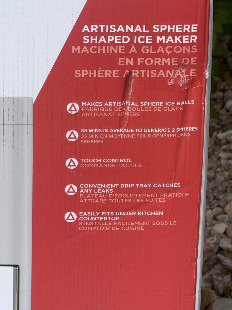 Frigidaire Gallery Artisinal Clear Sphere Ice Maker, Touch Control, Grey - NEW