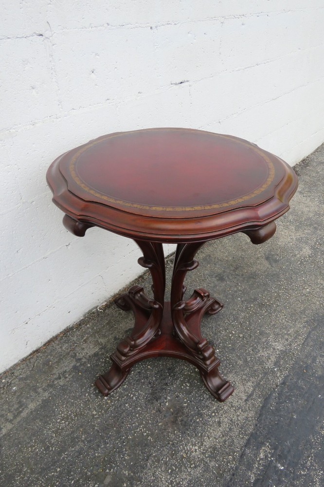 Mahogany Cherry Leather Top Side End Table 5956
