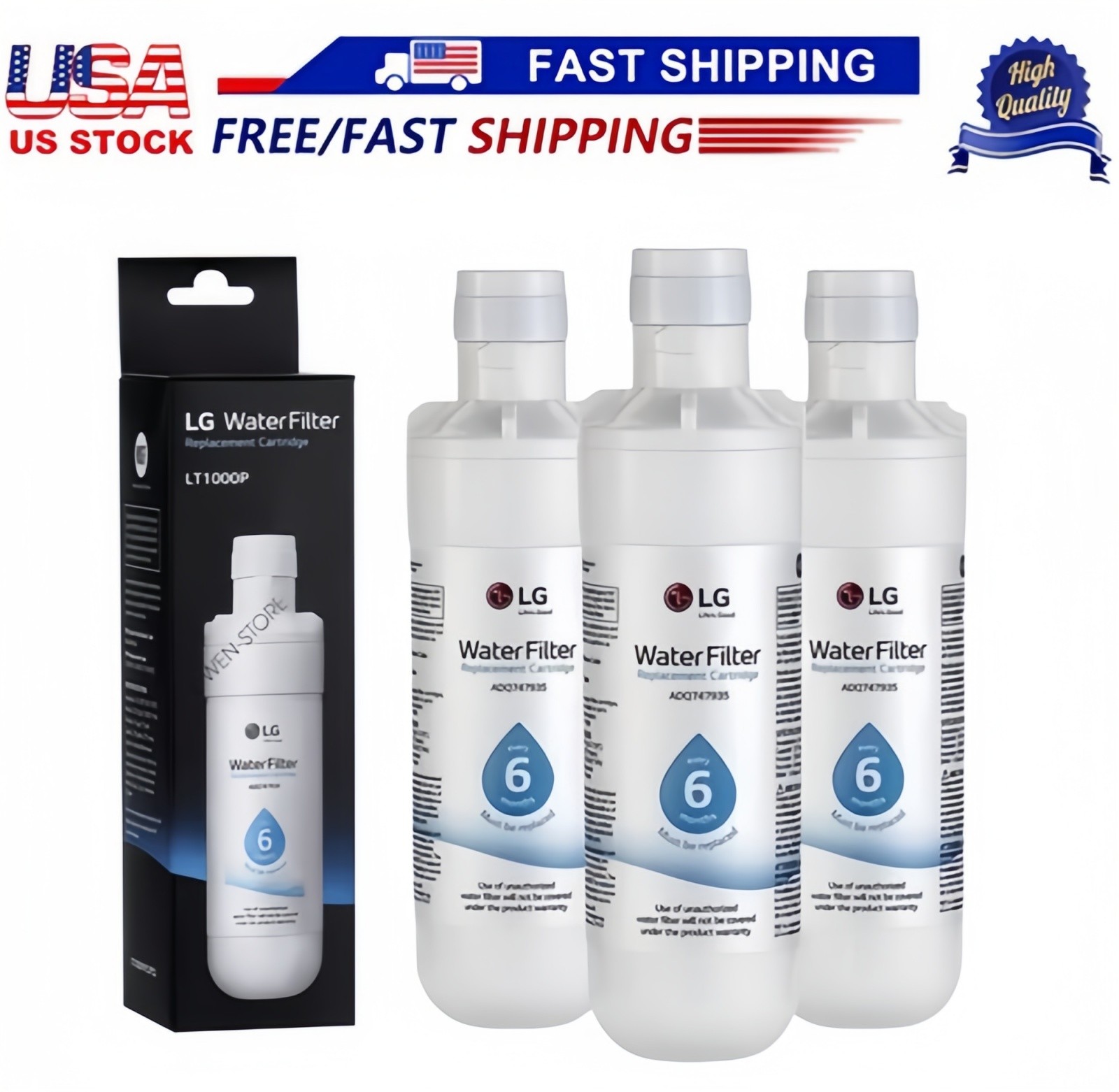 2-6 Pack LG-LT1000P Refrigerator Fridge Ice Water Filter Replacement GF-D706BSL