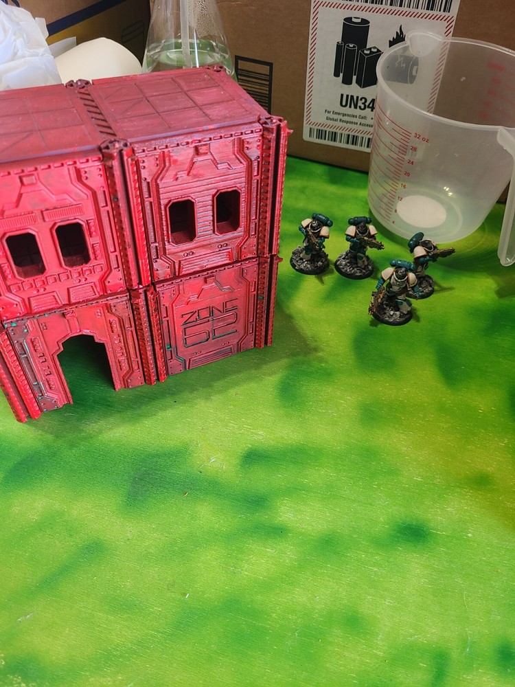 Red Version Painted Terrain Collapsible Stackable Building ruins