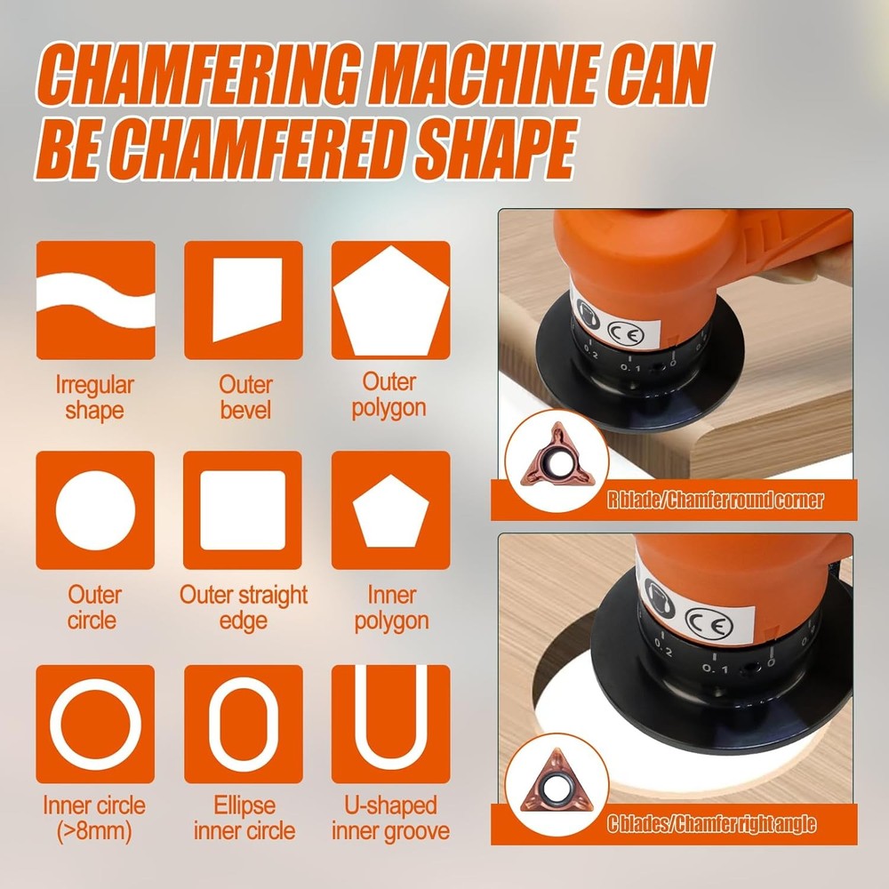 2 in 1 Mini Pneumatic Chamfering Machine, 45° Arc Corner Beveling Trimming Debur