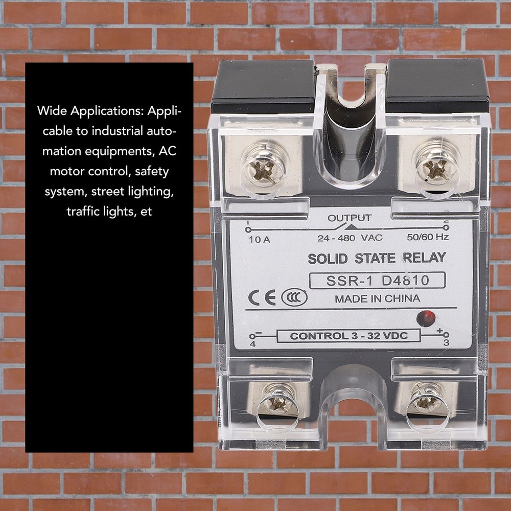10A Solid State Relay DC Control Semiconductor Relay Module 24-480VAC Part
