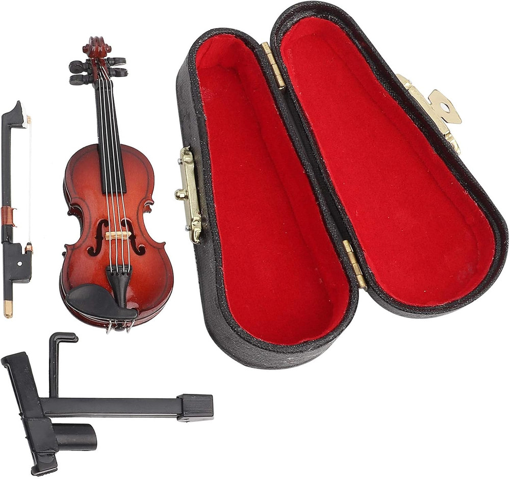 - Four Seasons Tiny Violin for Complainers, Miniature Model with Stand Case, Dol
