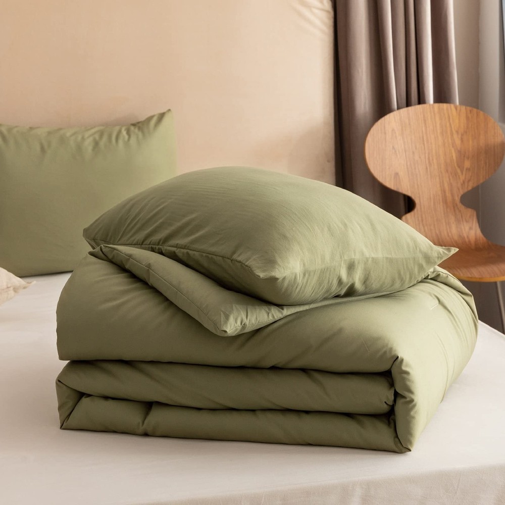 Queen Comforter Set Olive Green, 3pcs Bedding Sets Queen (1 Boho Olive Comfor...
