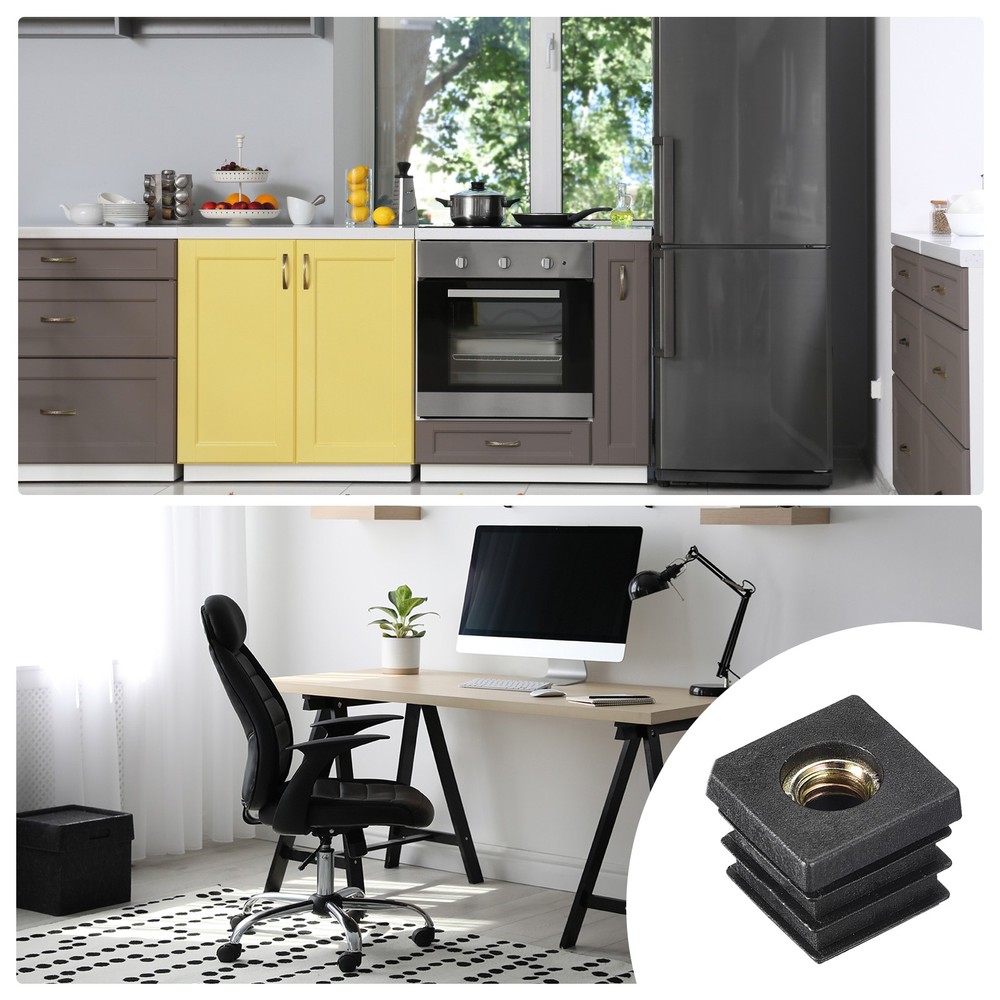 4Pcs 0.87"x0.87" Caster Insert with Thread, Square M8-1.25mm Thread