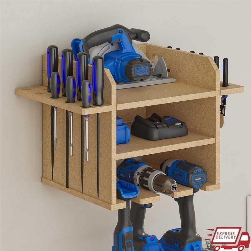 Wall Mounted Tool Storage Organizer Power Drill Dock Garage Workspace Solution
