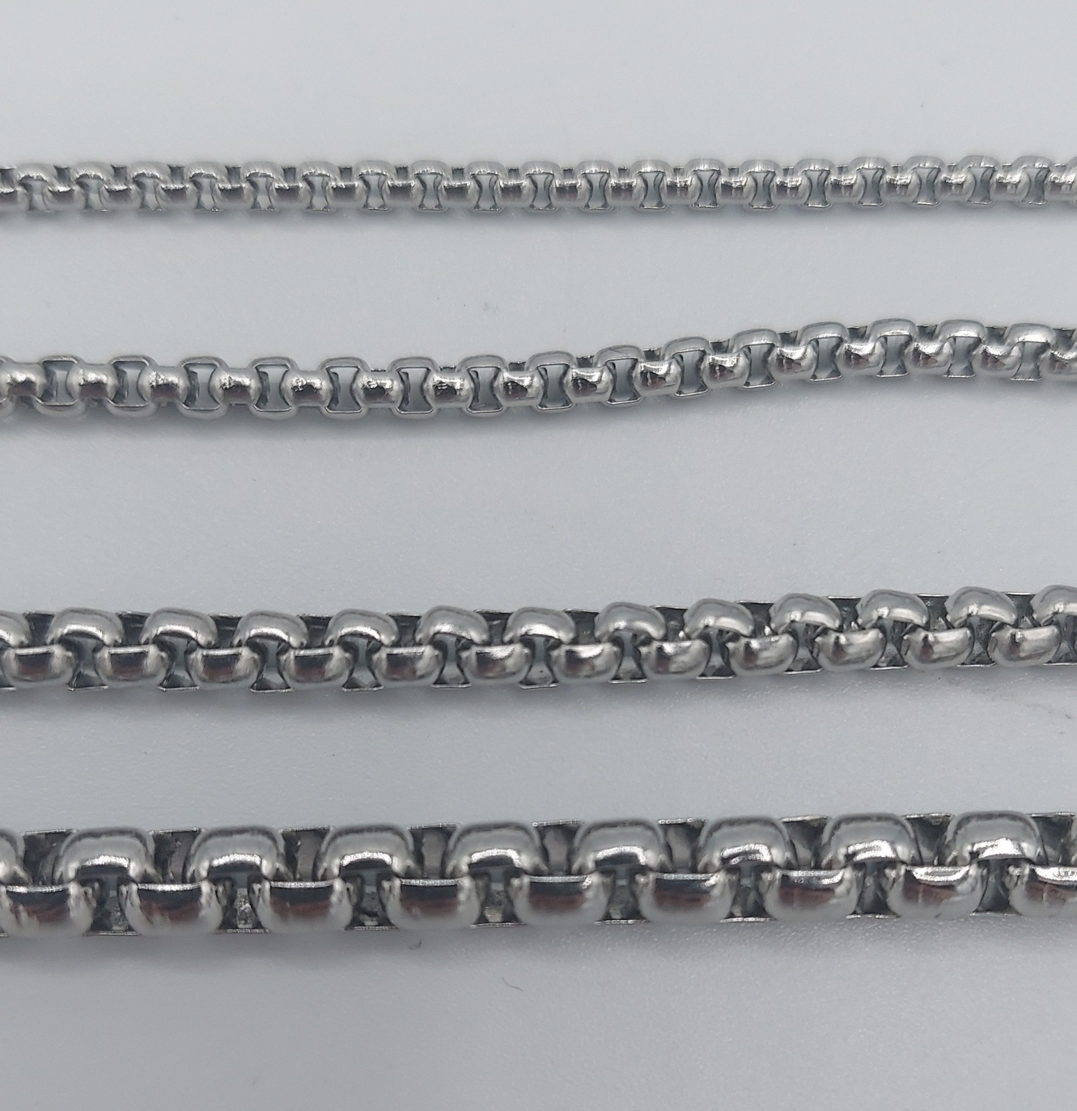2/2.5/3/4/5mm 16-60" SMOOTH BOX ROPE SILVER STAINLESS STEEL CHAIN NECKLACE