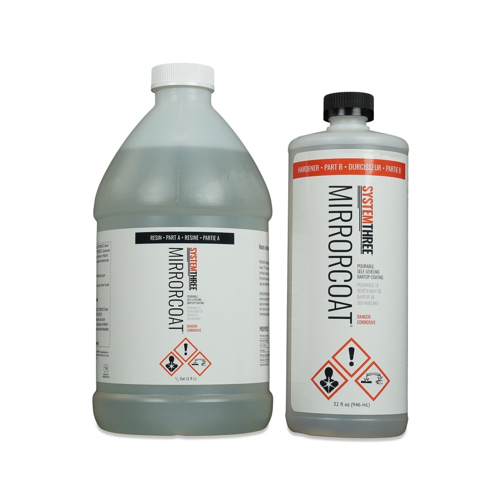 System Three Mirror Coat BarTop Epoxy Resin Coating, 3 Quart, Clear