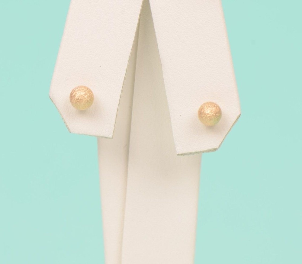 14k Yellow Solid Gold Laser Cut Ball Stud Earrings