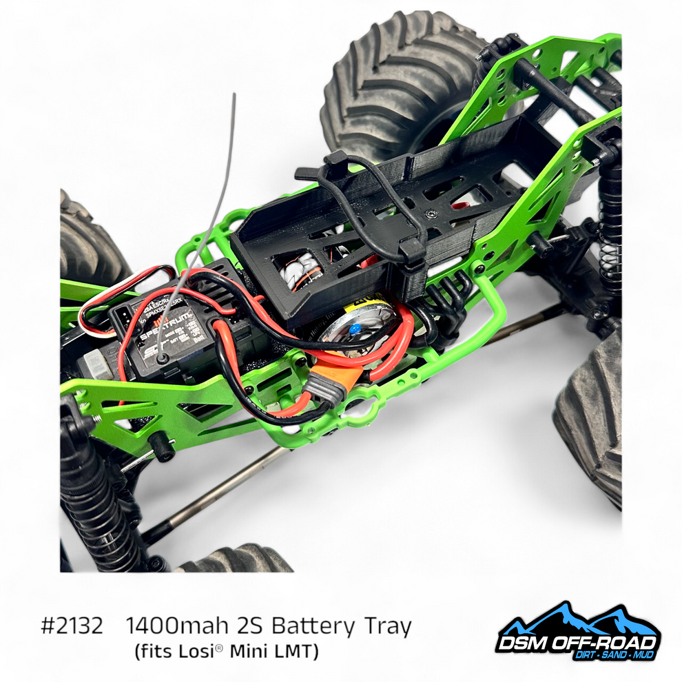 1400mah 2S Battery Tray (Fits Losi® Mini LMT) Works with stock 810mah 2s Lipo