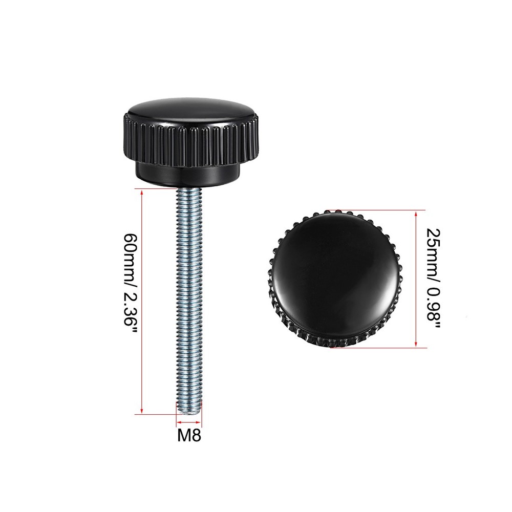 M8 x 60mm male thread knurled locking knobs 4 pcs