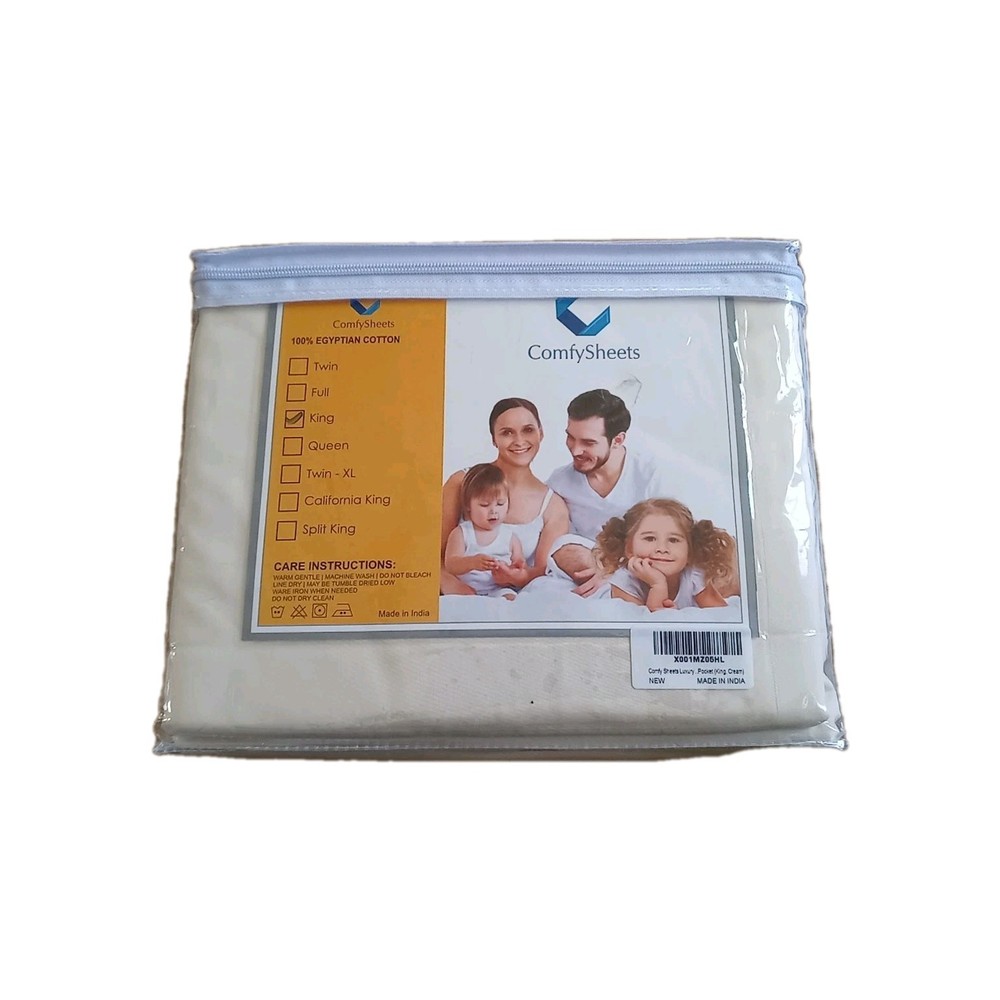 ComfySheets 1000 Thread Count 100% Egyptian Cotton KING 4 Pc Sheet Set Cream