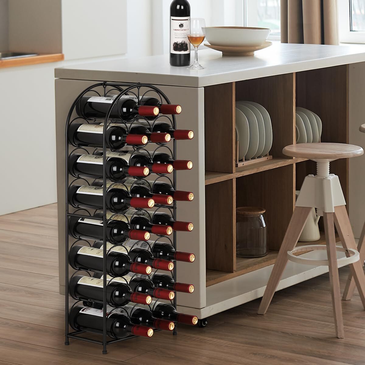 23 Bottles Arched Freestanding Floor Metal Wine Rack Wine Bottle Holders Stand