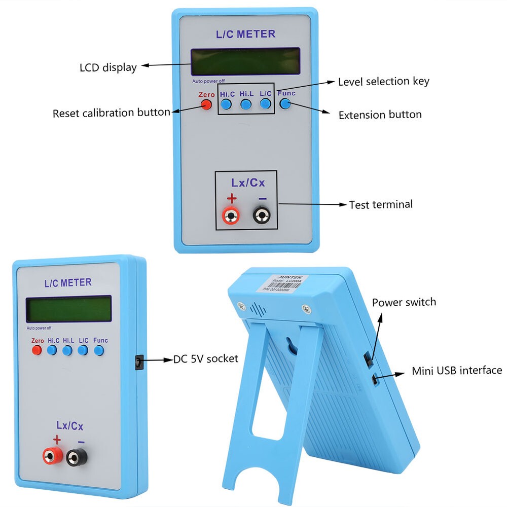 Inductance Capacitance Meter Handheld L/C Meter Electric Multimeter LC‑200A US