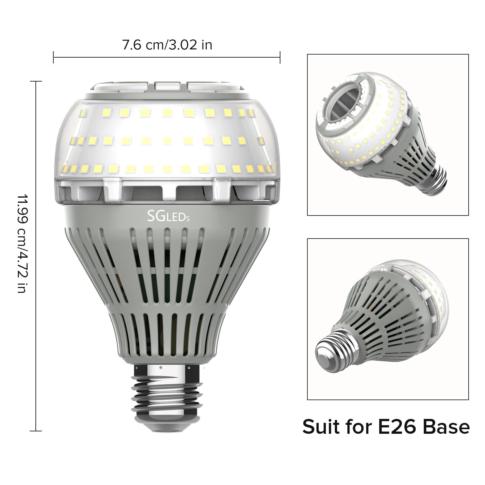 2 Pack LED Light Bulb 27W 250W Equiv. 4000lm 5000K Clear White E26 Energy Saving