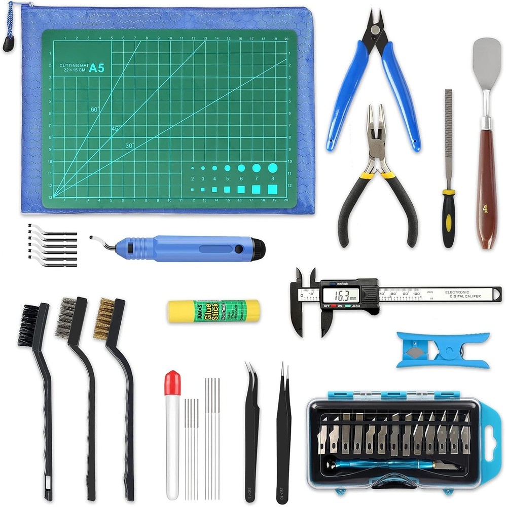 Comprehensive 3D Printing Tools Kit for Removing, Cleaning & Finishing Projects