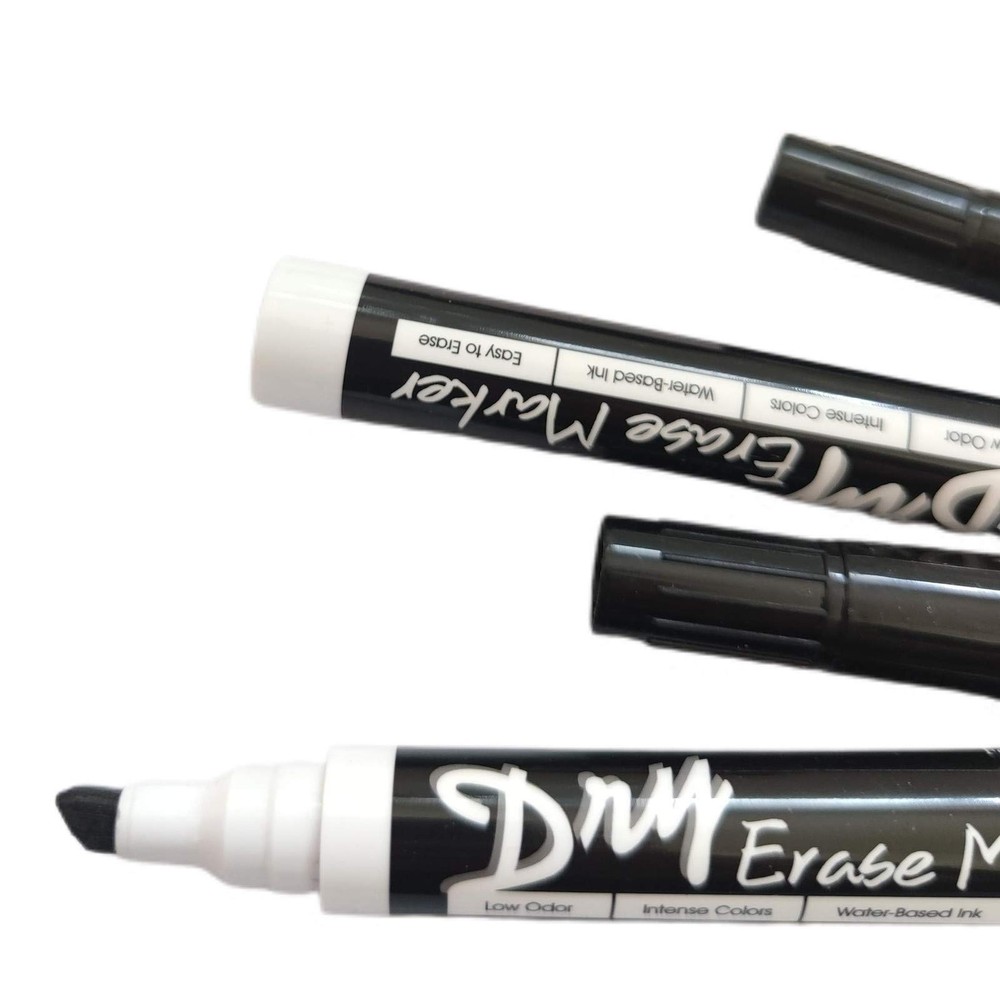 10 Pack Black Dry Erase Markers, Low Odor, Chisel Tip, Whiteboard, Bulk, Office