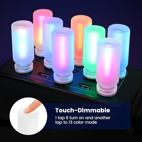 2 PCS USB Interior Car Lights, Touch Control 7 Color 13 Modes Plug Multicolor