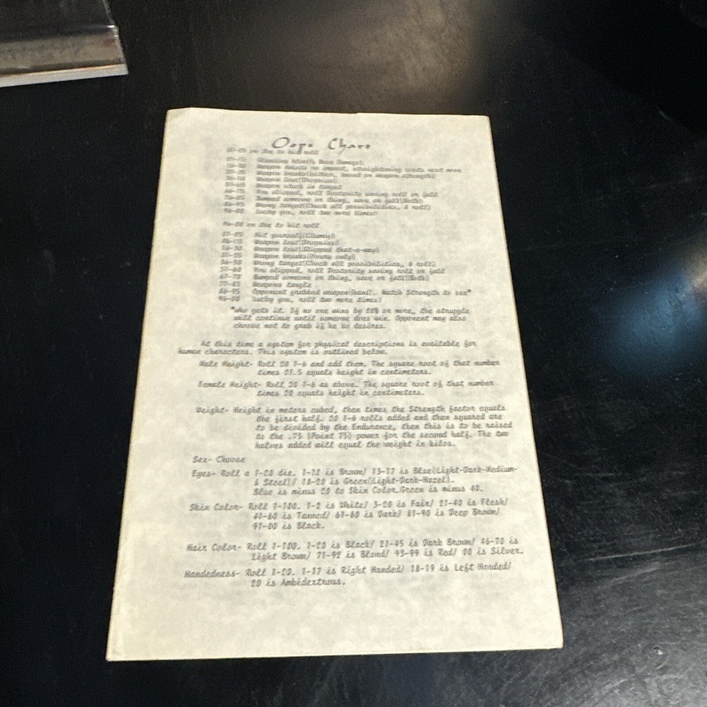 Ernest Hams Kabal Referee Guide with Separate Oops Chart