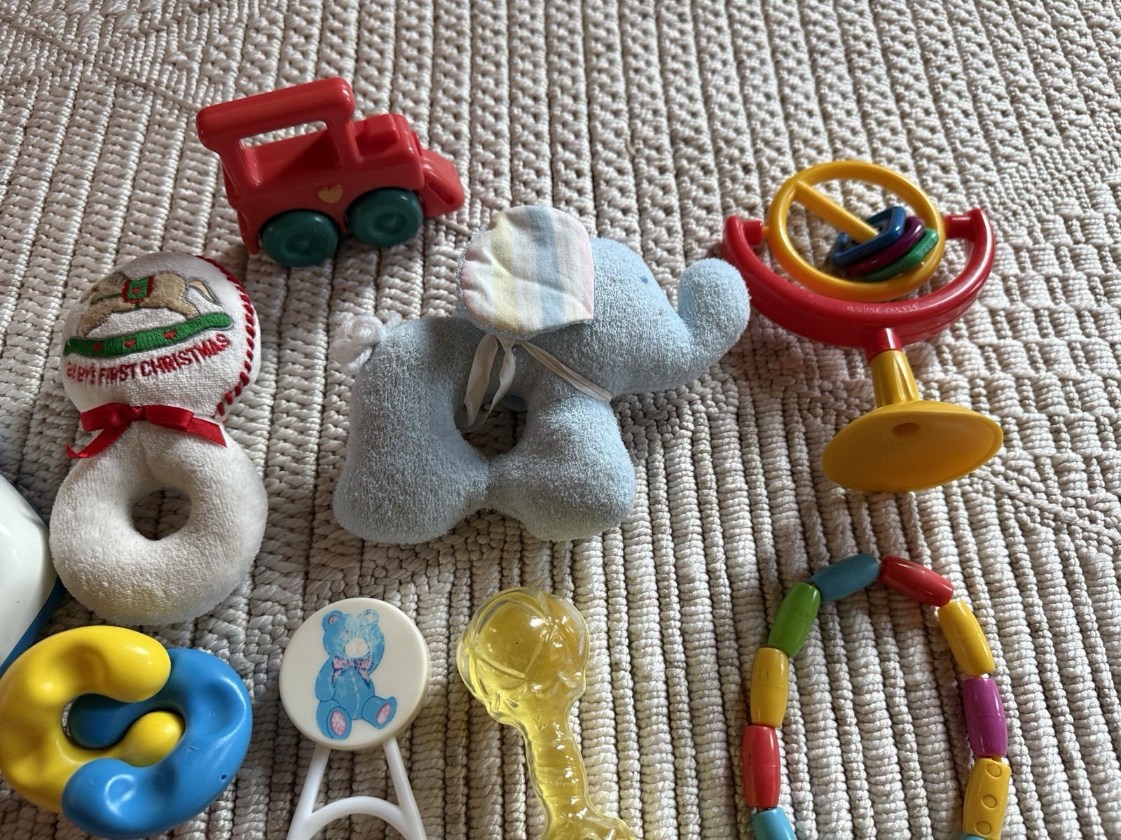 Vintage Fisher Price Buttons & Bells Toddler Telephone Eden Plush Rattle Baby