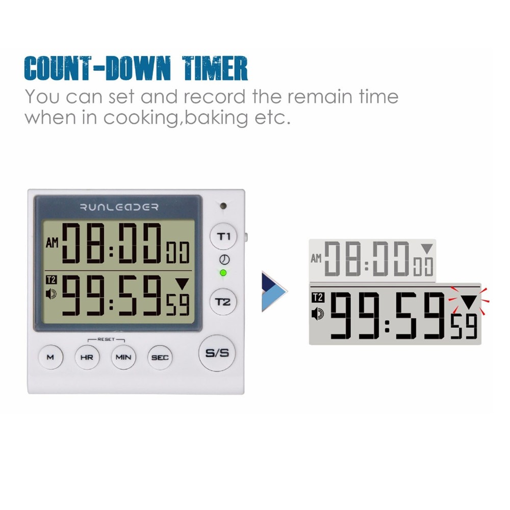 Digital Kitchen Cooking Timer Clock Count-up/Count Down Back Bracket Aloud Alarm