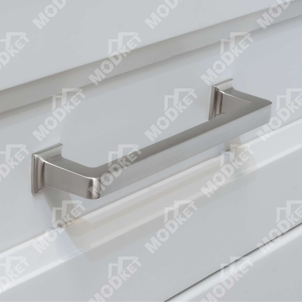 Solid Brushed Nickel Square Cabinet Handles Pulls Knobs Kitchen Bathroom Modern