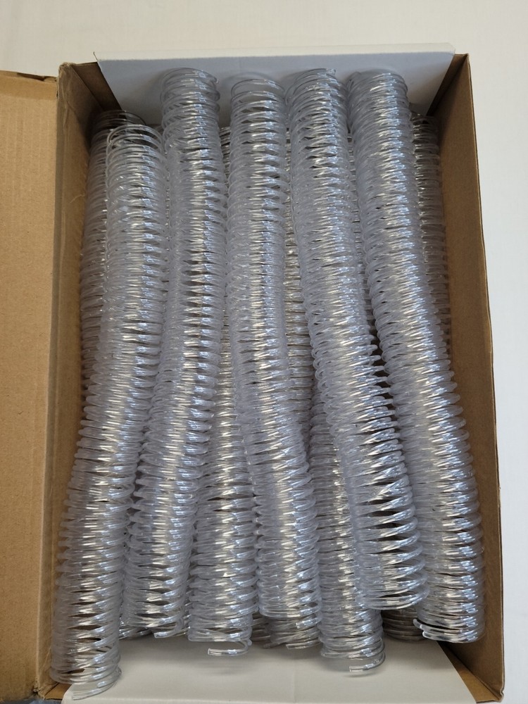28mm 4:1 Plastic Spiral Binding Coil 44/box Clear 250 Sheet Capacity