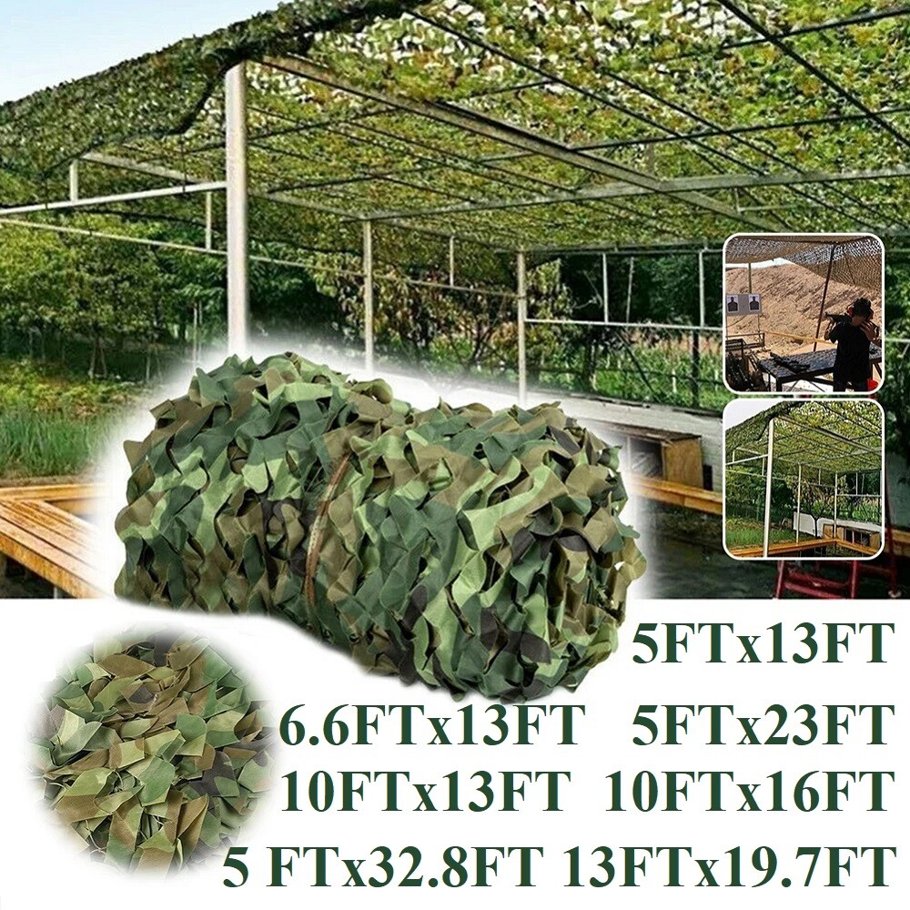 13-26Ft Military Woodland Camouflage Netting Cutable Camo Net Camping Hunting