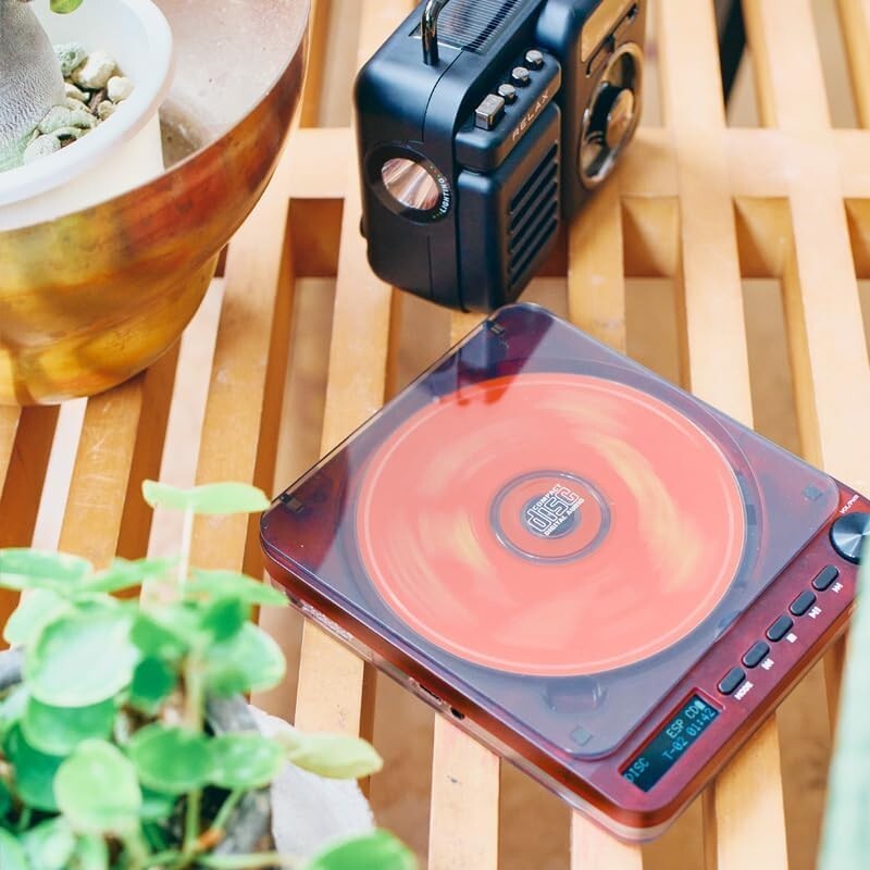 RELAX PIXEL TUNES Bluetooth CD Player Warm Gray