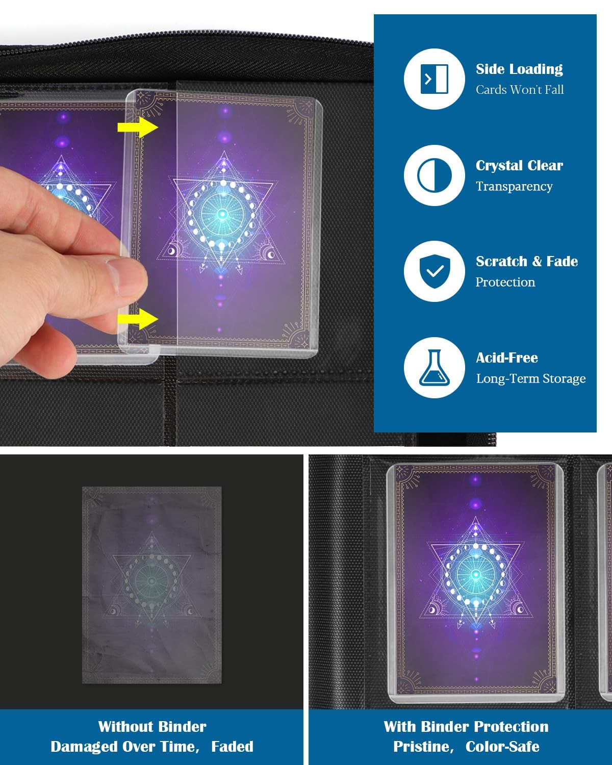 Top Loader Binder 4 Pocket for 144 Toploaders, Side Loading Toploader...