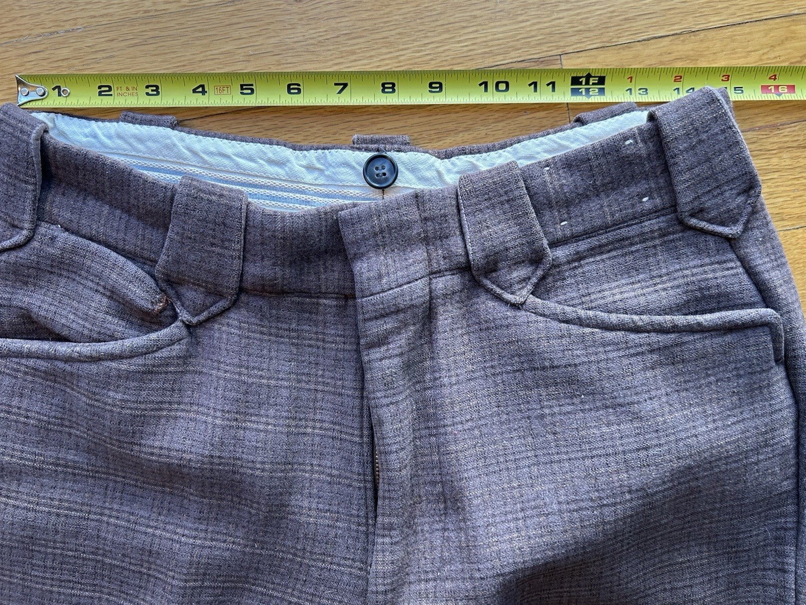 EDDIE BAUER Vintage Heavy Wool Plaid Hunting Winter Pants Leather Cuffs 31-32" W