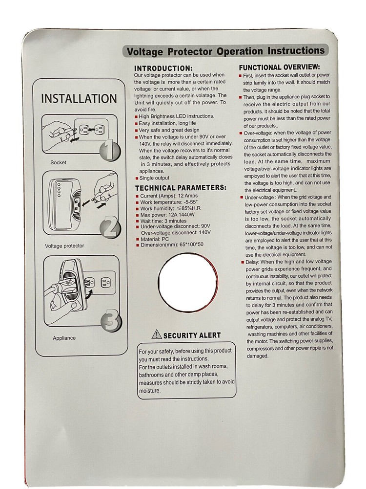 2 PCS Protector de Voltaje para Electrodomésticos y Tomacorrientes 120V