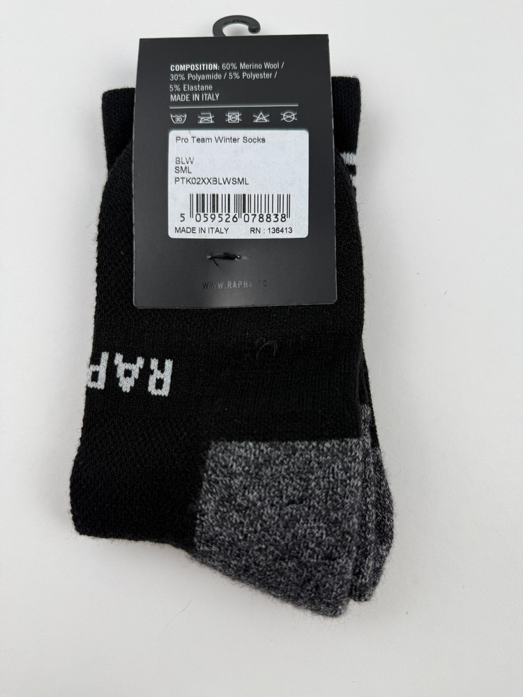 Rapha Pro Team Winter Socks SIZE Small Black