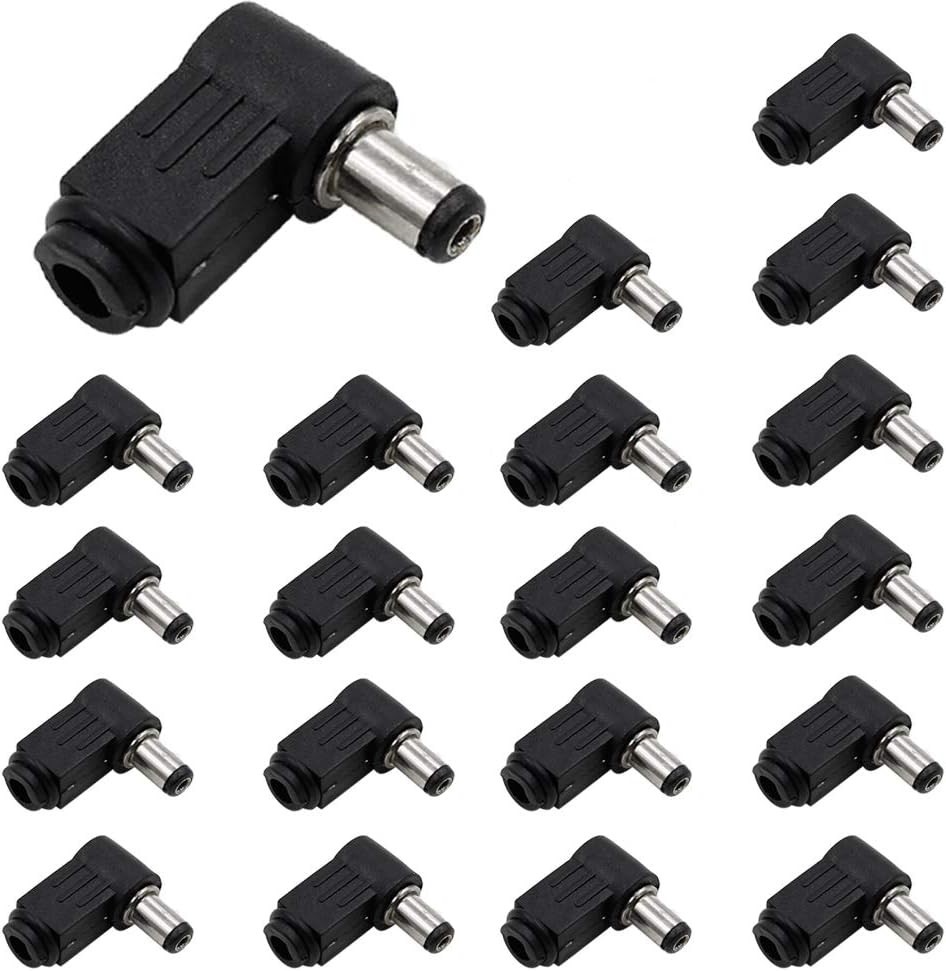 Professional Grade 5.5 x 2.1mm Right Angle DC Power Plug Connection Set
