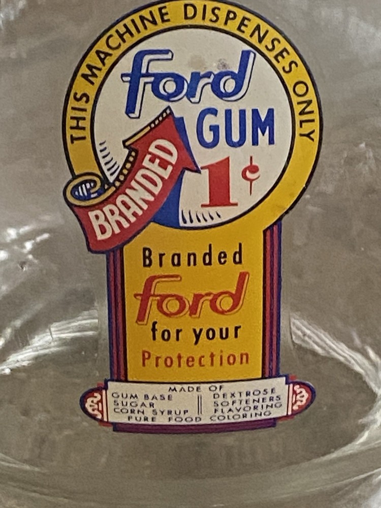 Small 1 Cent Ford Glass Globe Fired Label