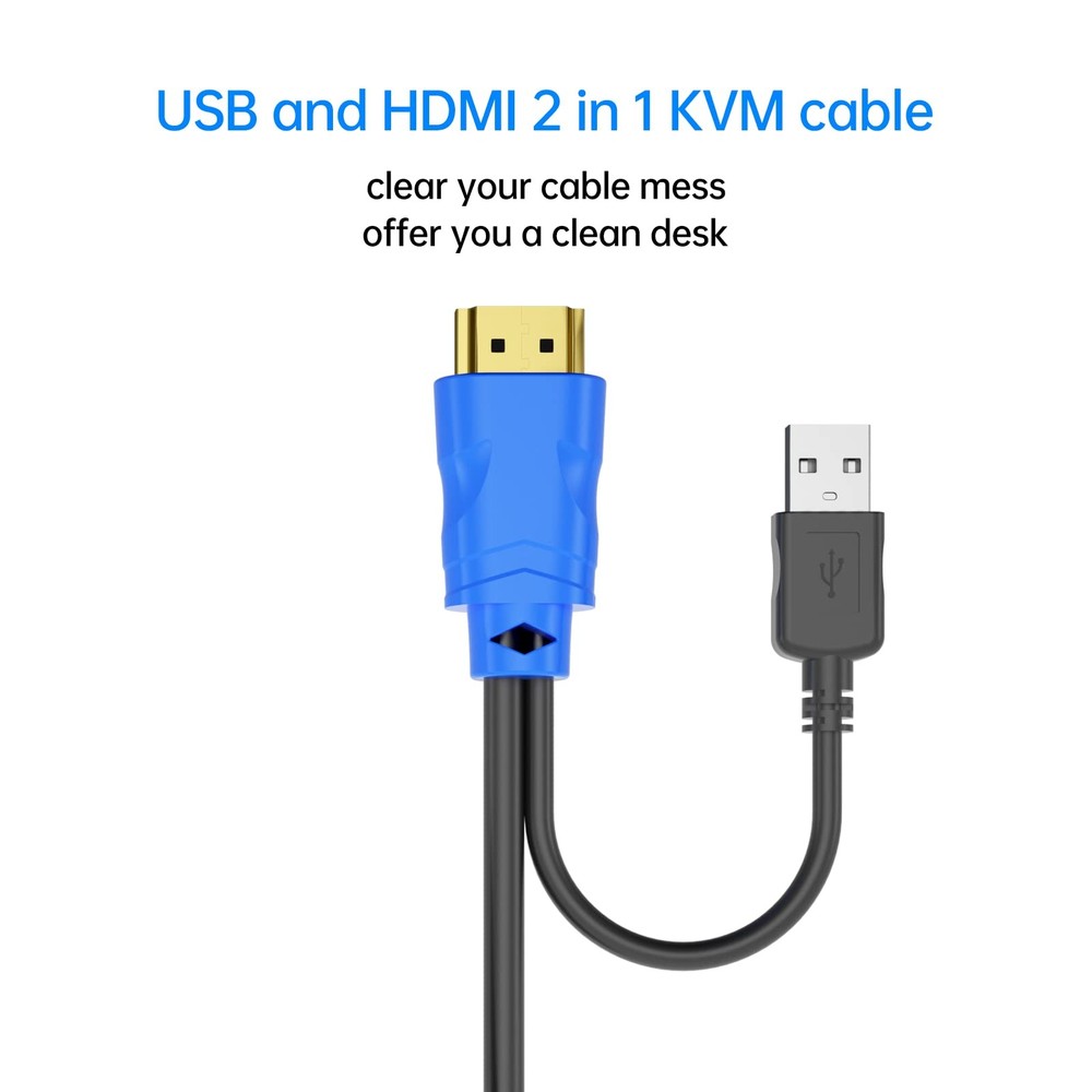 KVM Cable 16ft 2 Pack, USB HDMI KVM Cable for HDMI KVM Switch 2in1 Integrated...