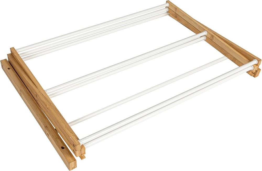 Bamboo Metal Wall Mounted Retractable Drying Rack