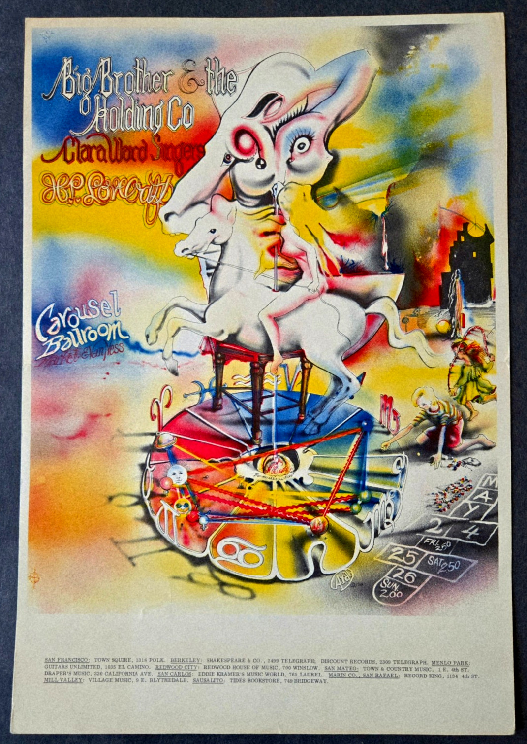 Janis Joplin Big Brother 1968 UNMARKED Carousel Ballroom AOR 2.164 HB Poster