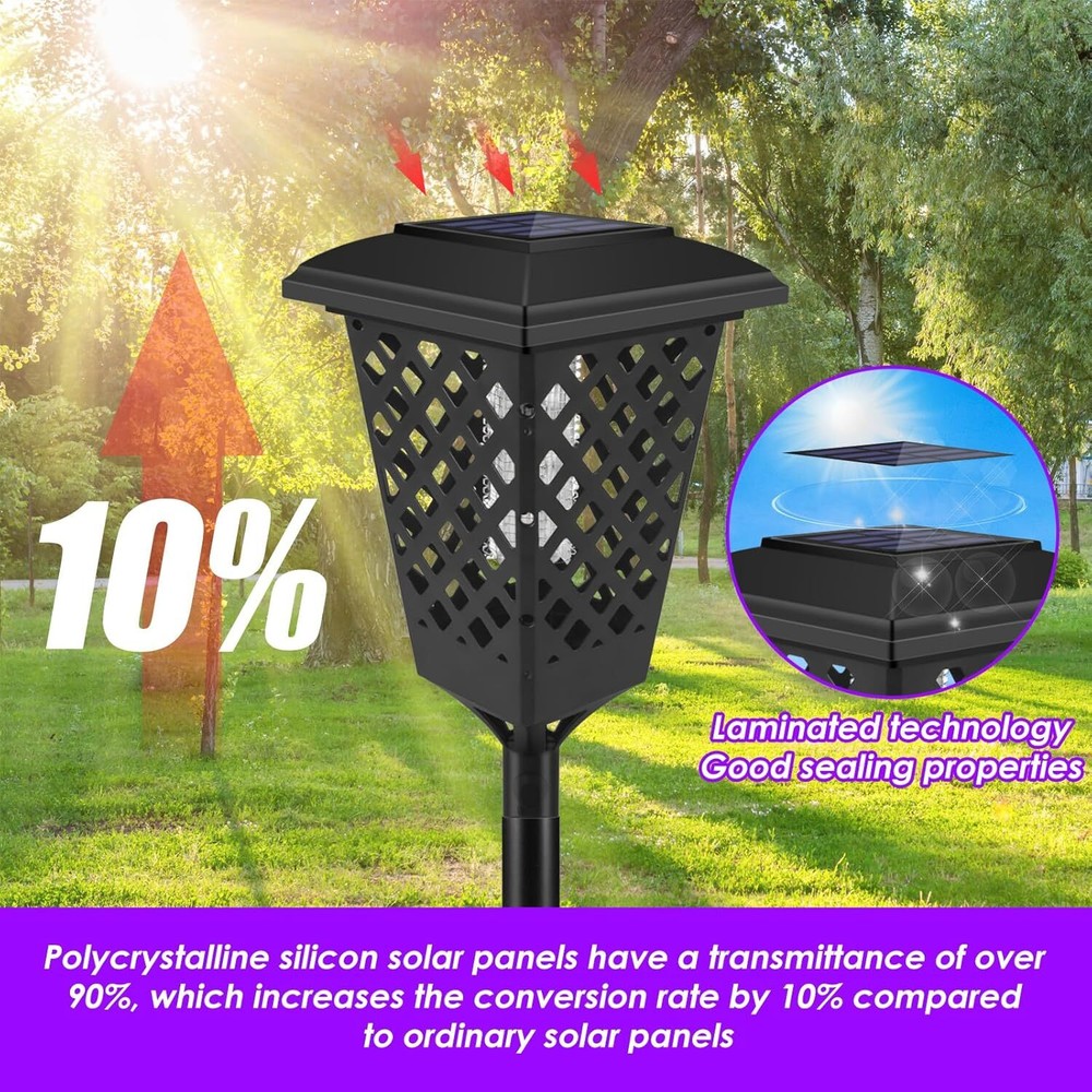 2 Pcs Solar Powered LED Bug Zapper Outdoor