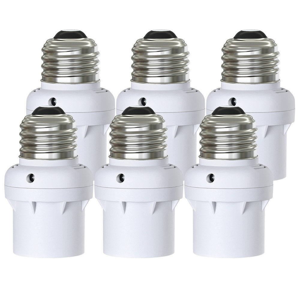 DEWENWIL 6 Pack Light Sensor Socket, Dusk to Dawn Light Socket, E26/E27, White
