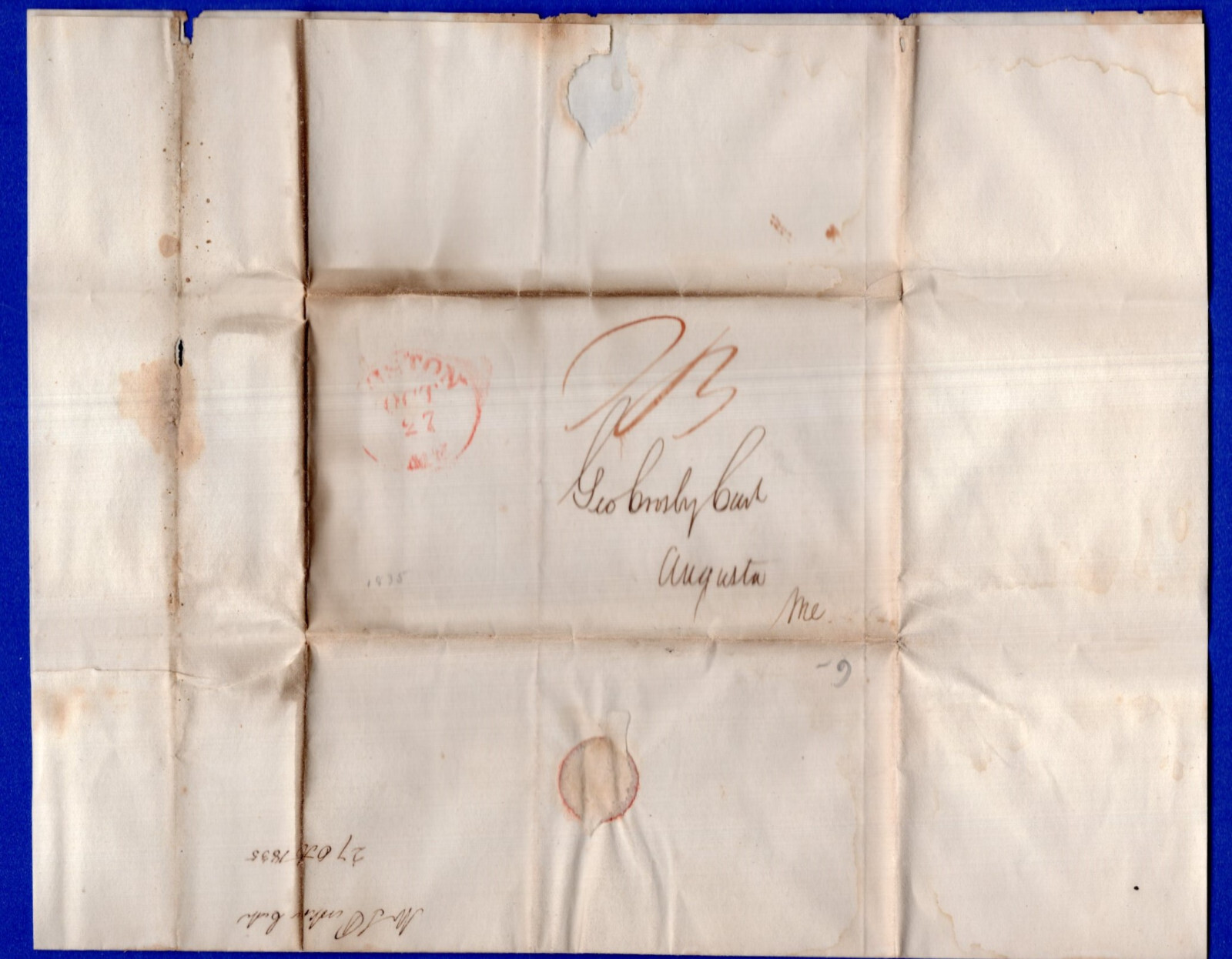 USA, 1835, PREPHILATELIC COVER BOSTON TO ARGENTINA