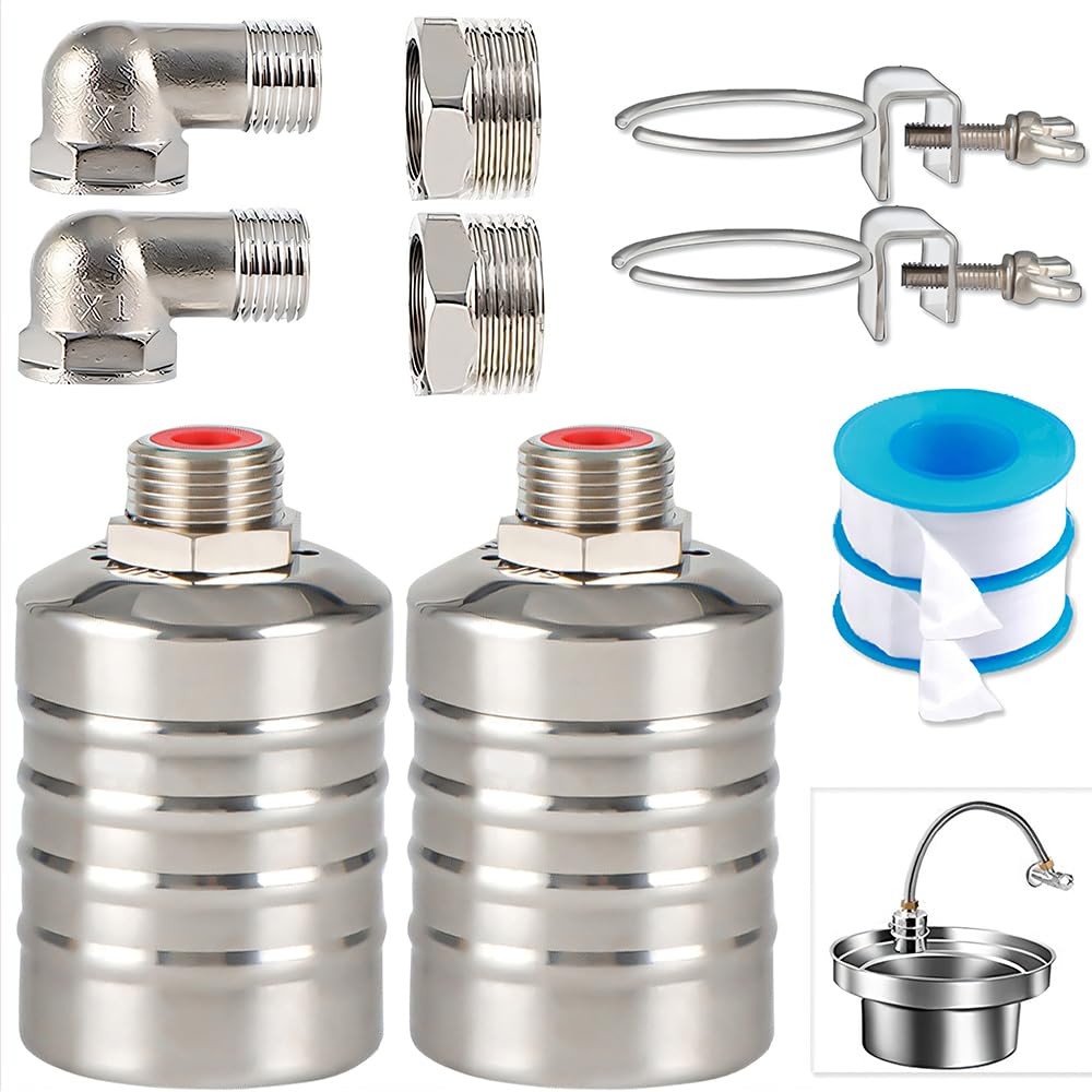 2PCS Float Valve,1/2" to 3/4'' water level control float valve, 304 Stainless...