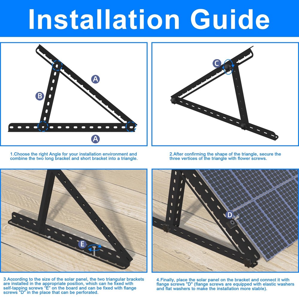 Solar Panel Mount Brackets, 30 inch Solar Panel Stand with 0-90° Adjustable