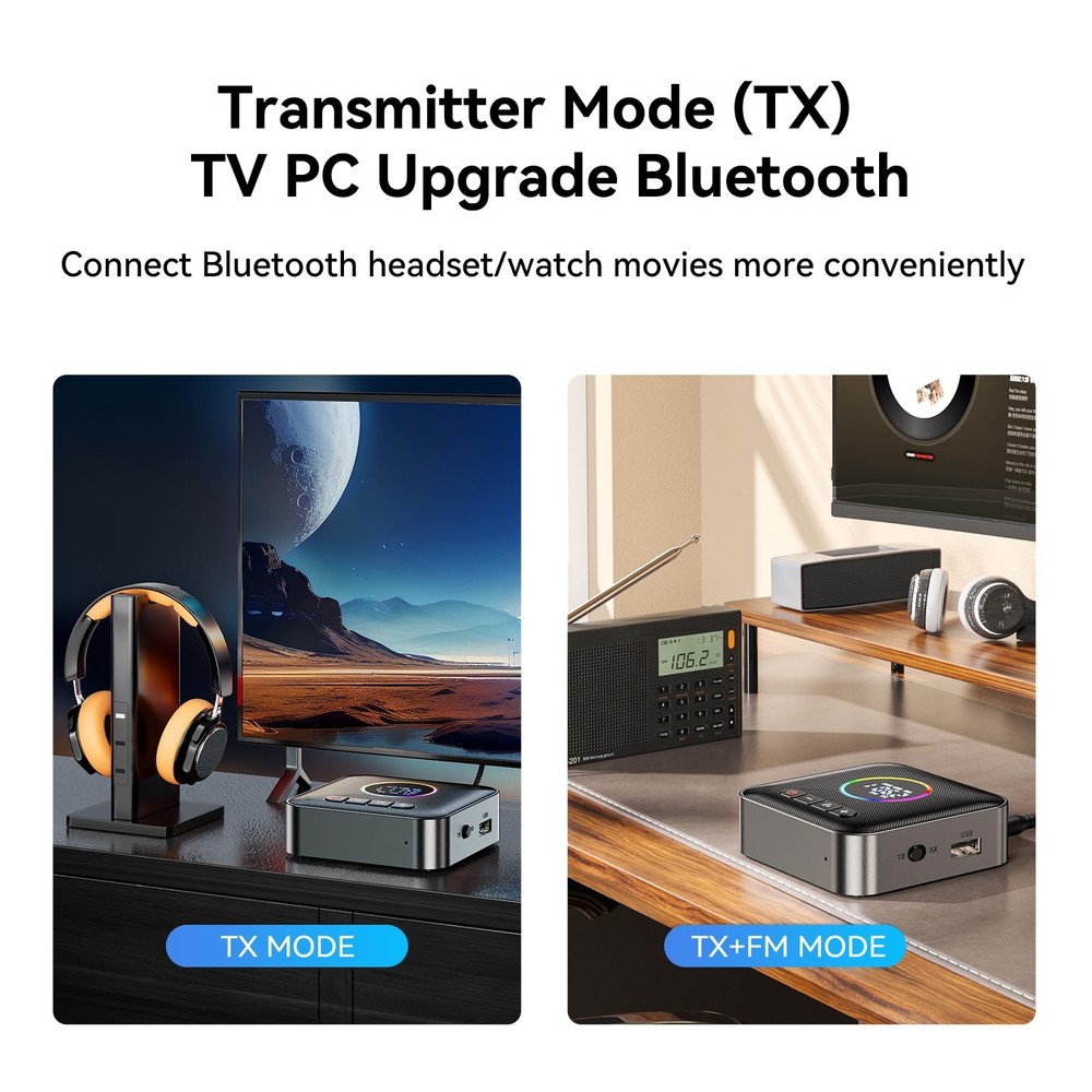 M10 RGB Upgraded Bluetooth 5.4 Audio Receiver Transmitter for TV Home Stereo/...