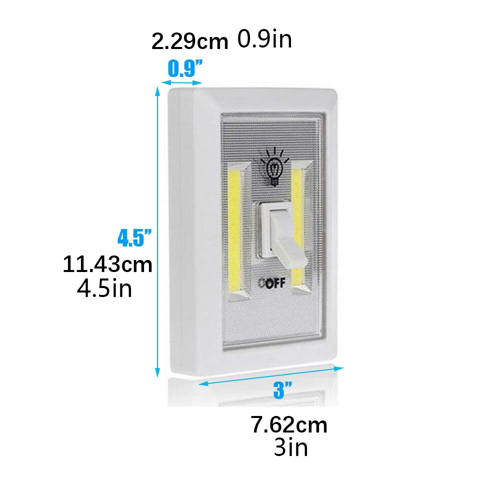 Mini COB LED Switch Wall Night Light Battery Operated Cabinet Garage Light E