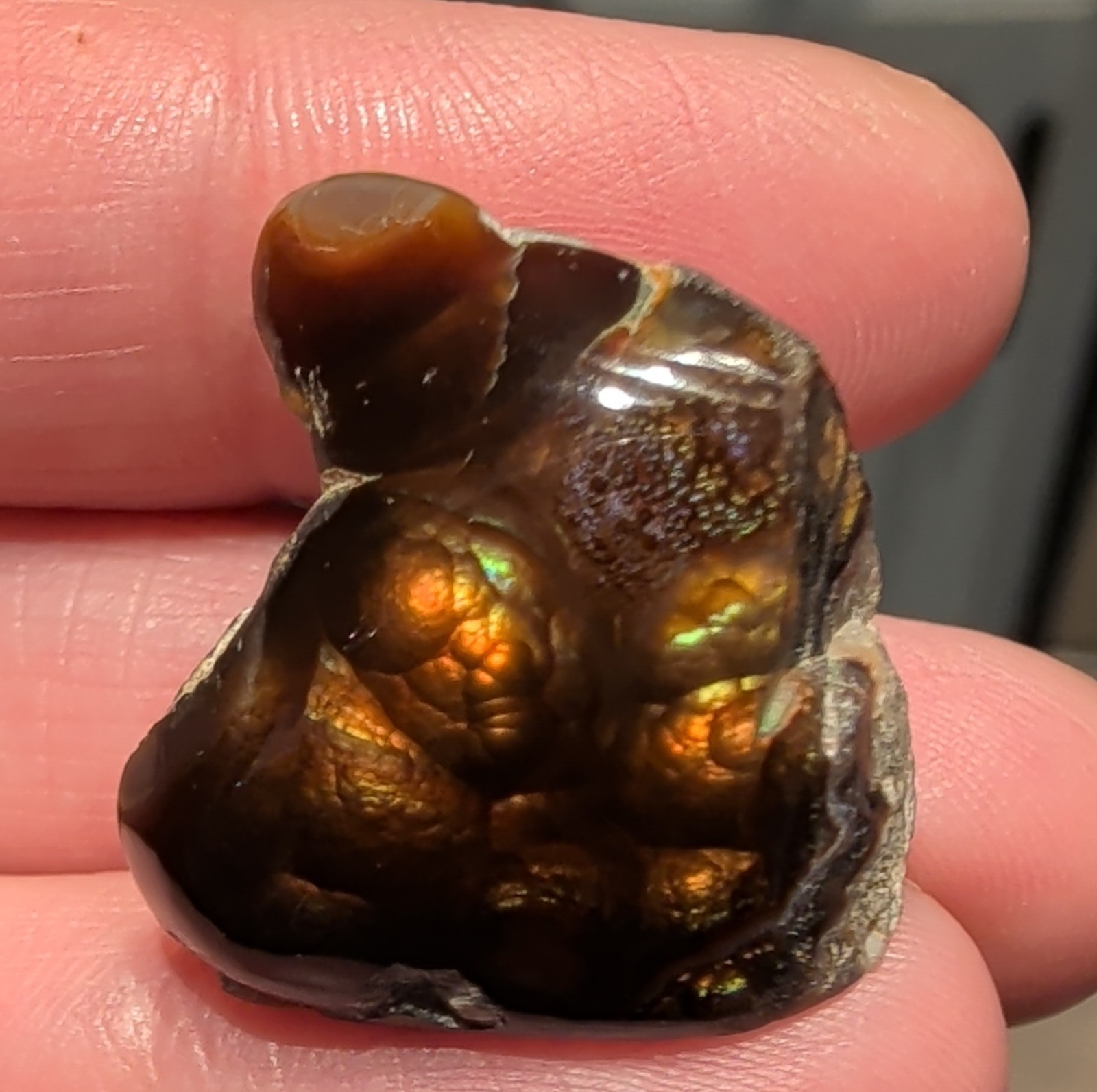 Polished Partial Fire Agate with Iridescent Specimen 7.9 grams